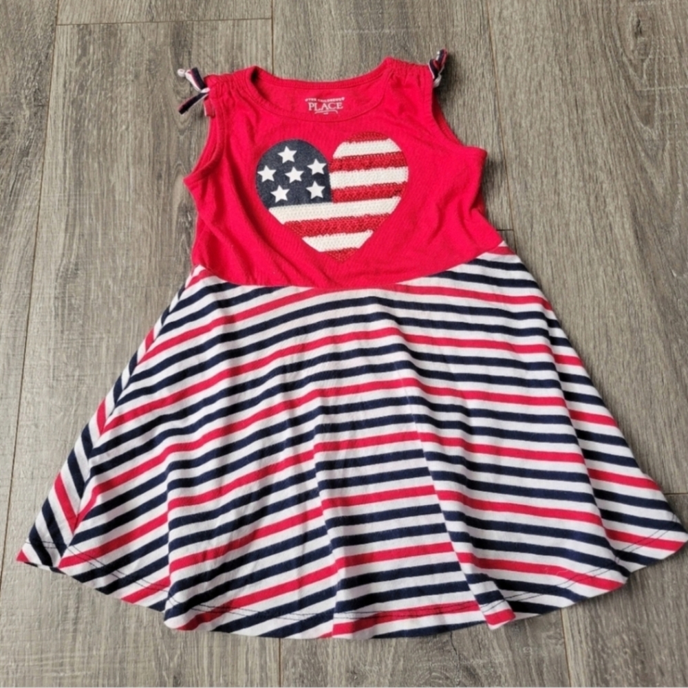 Toddler Girls Patriotic 4th Of July Sleeveless Summer Dress